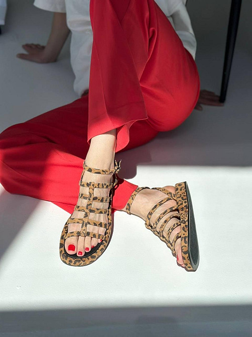 Olli Босоніжки жіночі леопардові літні замшеві OLLI Л-7/1-21113 з відкритим носком / Модні босо Коломыя - изображение 4