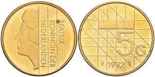 Нидерланды 5 гульденов 1992 Беатрикс (1980-2013) KM 210 никель плакированный бронзой Полтава - изображение 1