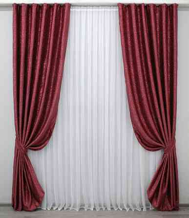 Комплект готових штор VR-Textil Блекаут № 1099ш Бордовий 150х250 см 2шт (39-863) Київ