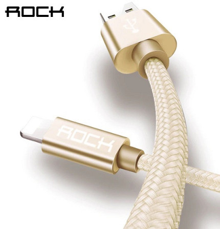 Usb кабель Rock Lightning 20см Gold Киев - изображение 1