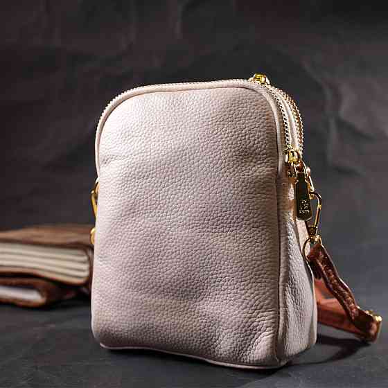 Стильна сумка трапеція для жінок із натуральної шкіри Біла (Vintage) Київ