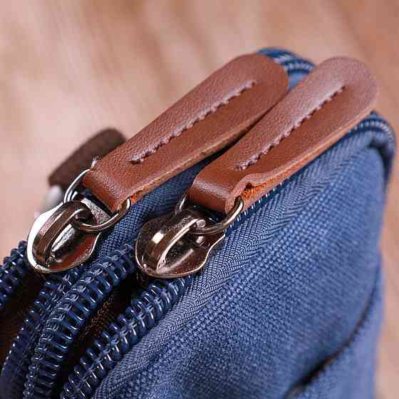 Практичная сумка-чехол на пояс с металлическим карабином из текстиля Vintage 22226 Синий Киев