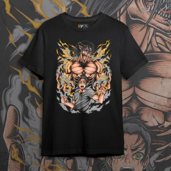 Футболка чоловіча з  принтом Атака Титанов Эрен Егер 3 Розмір 48 Дніпро