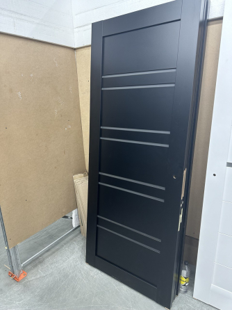 Двері екокошпон, Полотно, серія TETRA, Модель Т-01 (сатин) Колір: Чорний матовий  (НОВИНКА) Київ