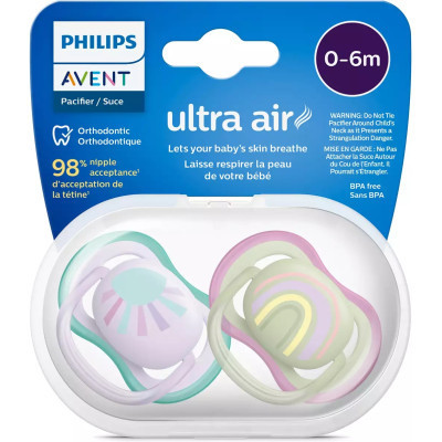 Пустышка Philips AVENT Ultra Air, 0-6 міс. 2 шт (SCF085/59) Винница - изображение 3