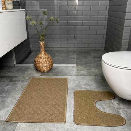 Набір килимків для ванної 2шт: 44*70см+44*40см U-виріз Little бежевий Дариана Житомир