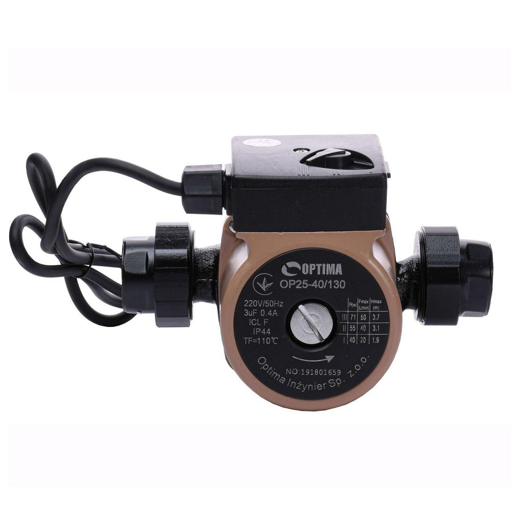 Насос циркуляційний Optima OP25-40 130мм + гайки, + кабель з вилкою (000008365) Київ - фото 1