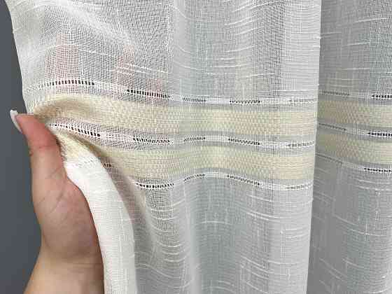 Тюль VR-Textil 2079т Мережка Льон Молочний з бежевим 300х250 см (42-1340) Київ