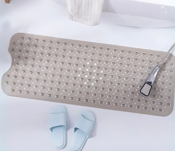 Килимок для ванної кімнати та душу атиковзкий, масажний, силіконовий з присосками, прозоро-чорний 40х100см Кам'янець-Подільський