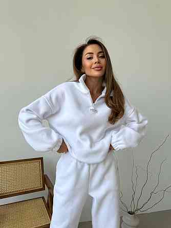 Женский повседневный костюм из плотного флиса полар. Белый, 46/48 Одесса