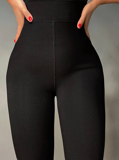 Лосини жіночі Kataya 6829 утеплені в рубчик бавовняні чорні, чорний, 42-48 Київ - фото 16