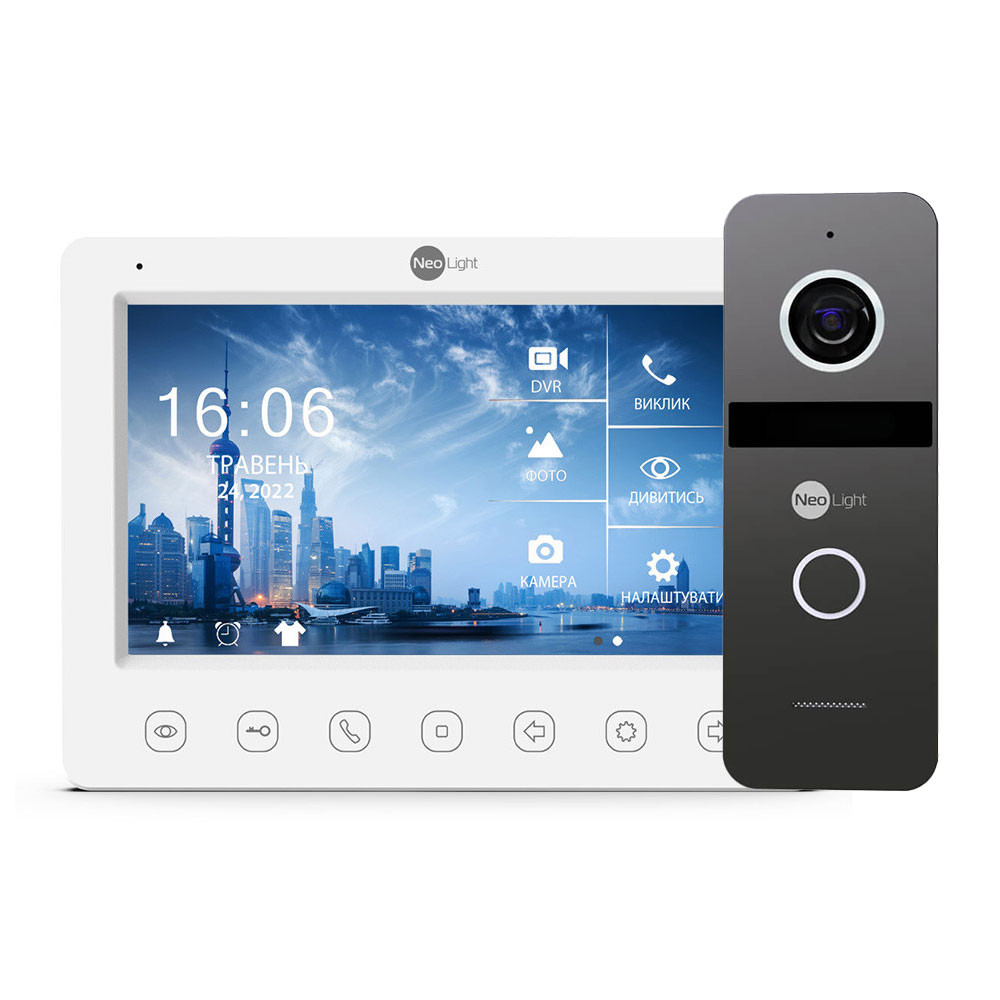 Комплект відеодомофона Neolight NeoKIT FHD Pro Graphite: відеодомофон 7" з детектором руху і 2 Мп відеопанель Київ - фото 1