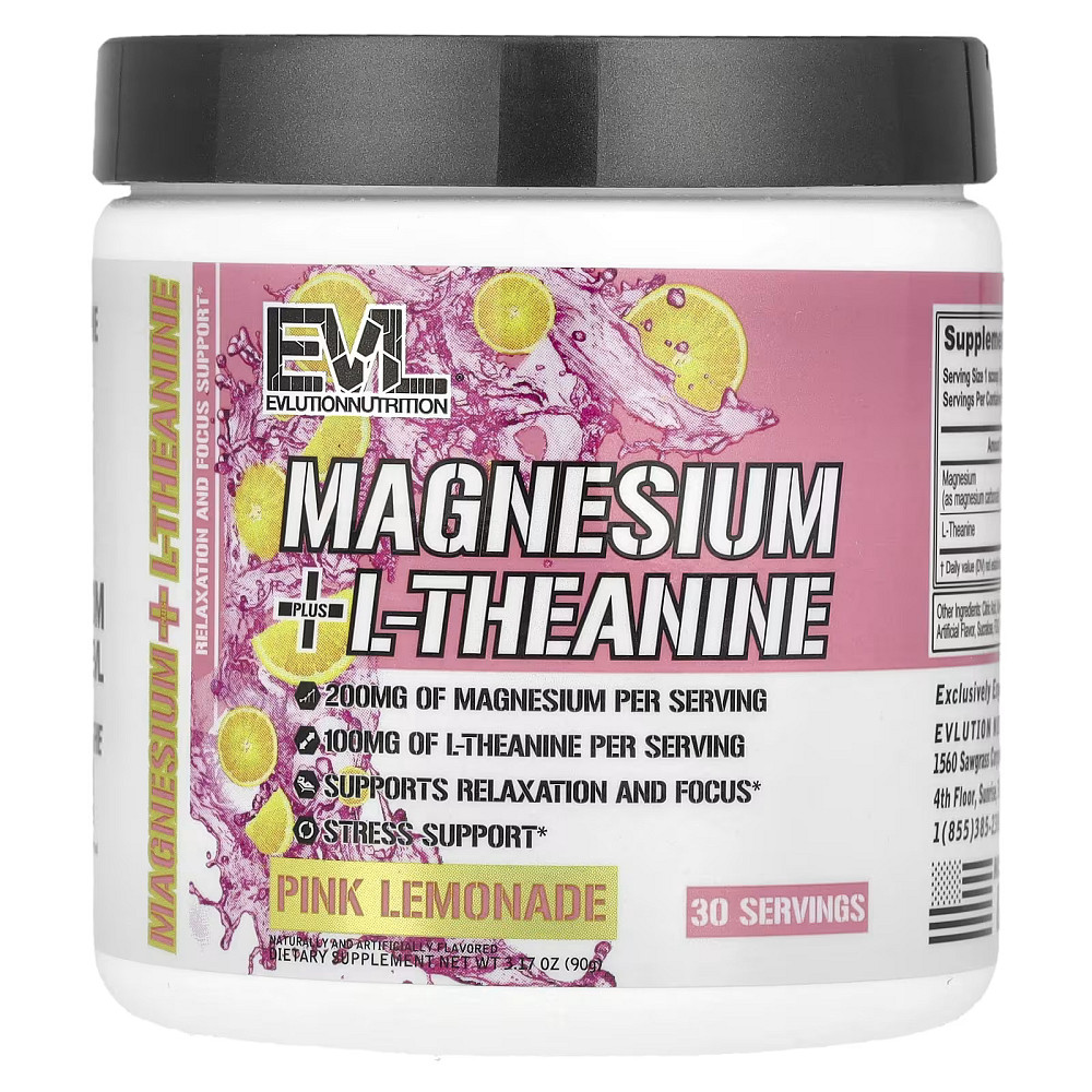 Магний и L-теанин Evlution Nutrition Magnesium + L-Theanine 90 g (Pink Lemonade) Луцк - изображение 1