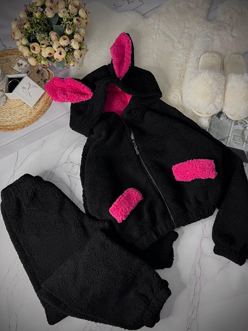 Жіноча повсякденна домашня плюшева піжама з вушками з турецького м'якого хутра Teddy Одеса - фото 7