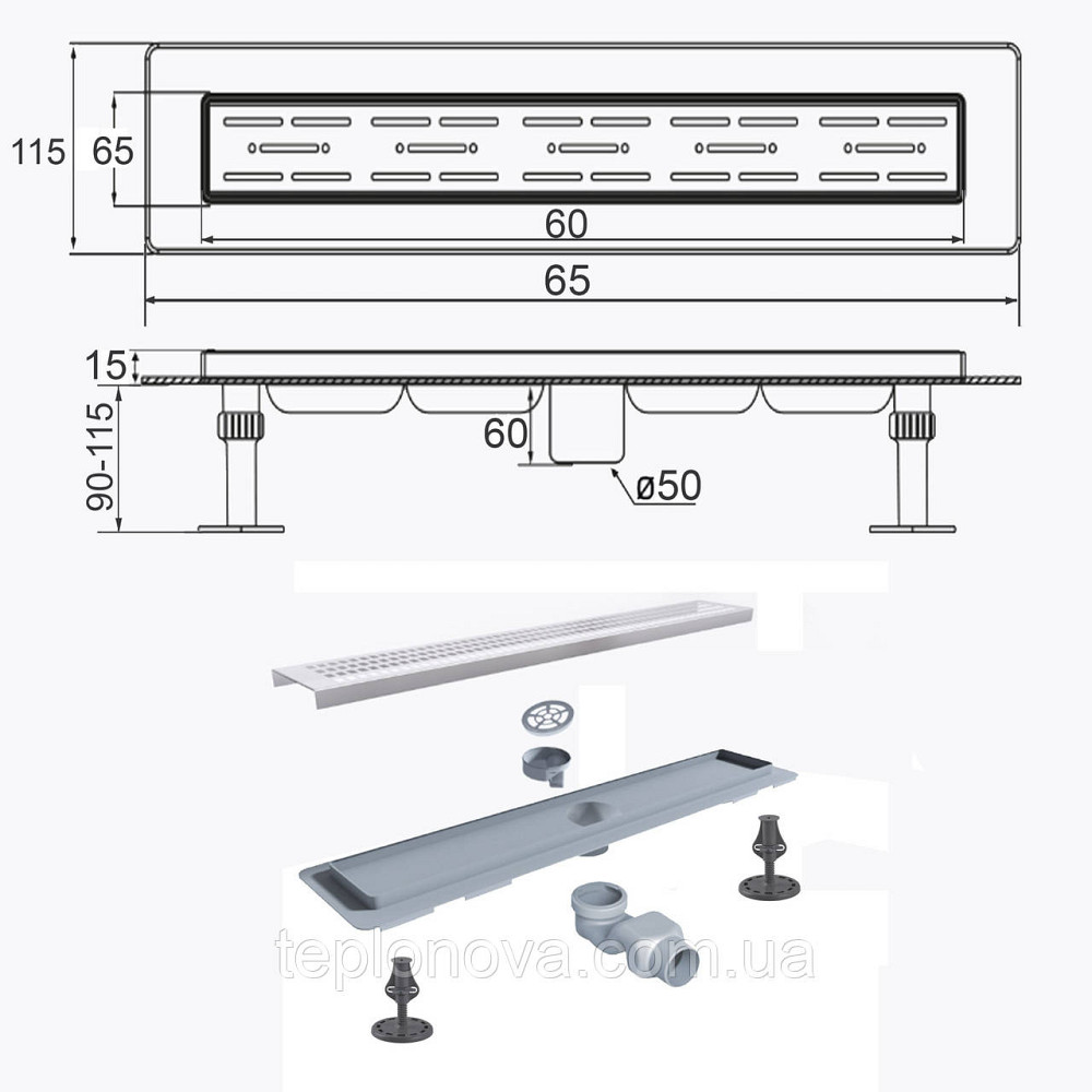 Трап линейный душевой TILLO TM009-60 60см Черновцы - изображение 7