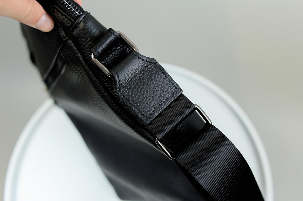 Сумка-мессенджер из натуральной кожи, сумка через плечо мужская SKILL Tablet (Черная) Сумы - изображение 7