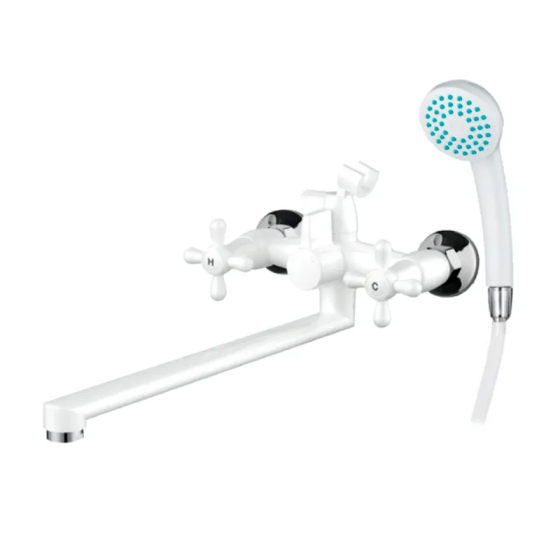 Смеситель для ванной Plamix Sirius-140 White с термопластика белый (со шлангом и лейкой) (PM0637) Черновцы