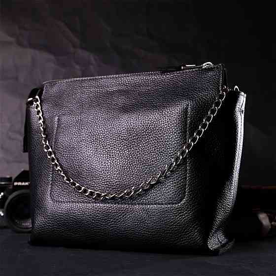 Качественная женская сумка из натуральной кожи GRANDE PELLE 11655 Черная Киев