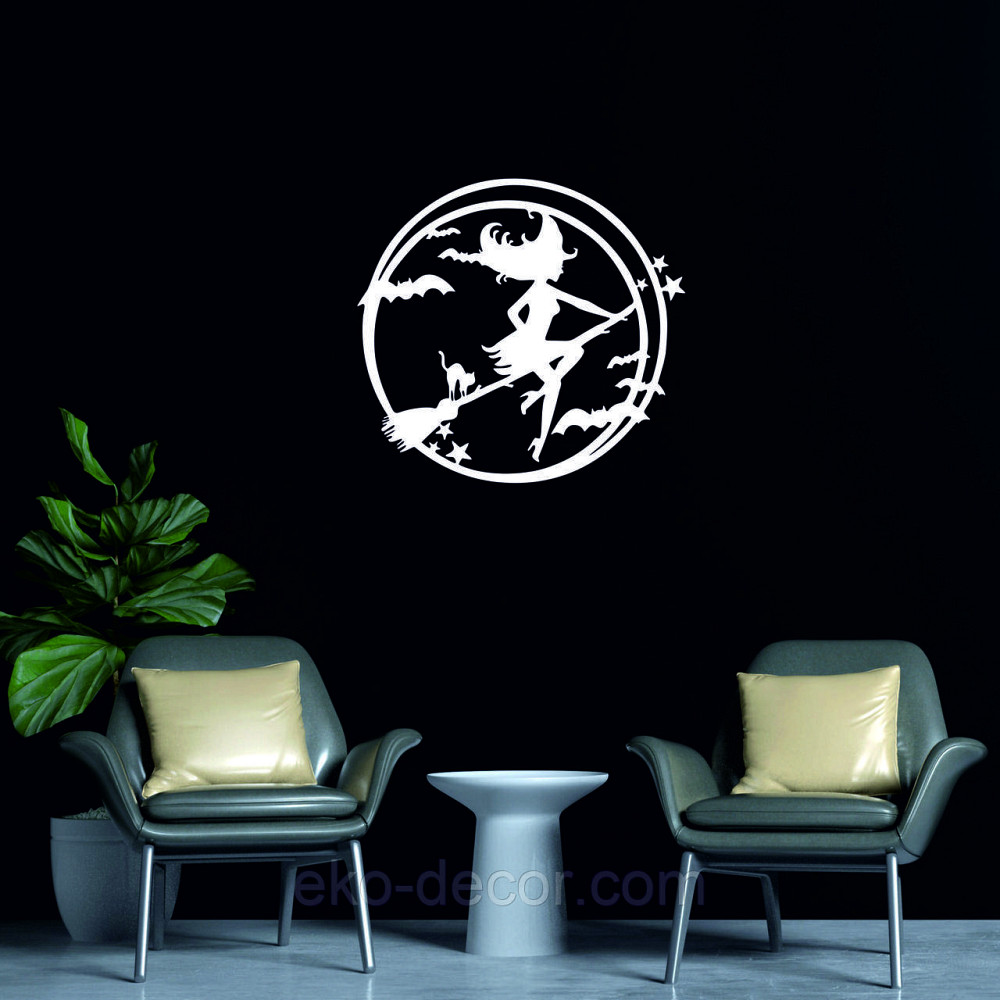 Декоративне настінне 3D Панно «Відьма», Декор на стіну з об'ємом 70*64 см, Білий Київ - фото 3