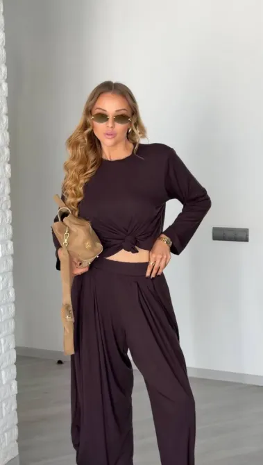 Женский костюм из вискозы оверсайз — базовый комплект (длинный + брюки) Одесса - изображение 3