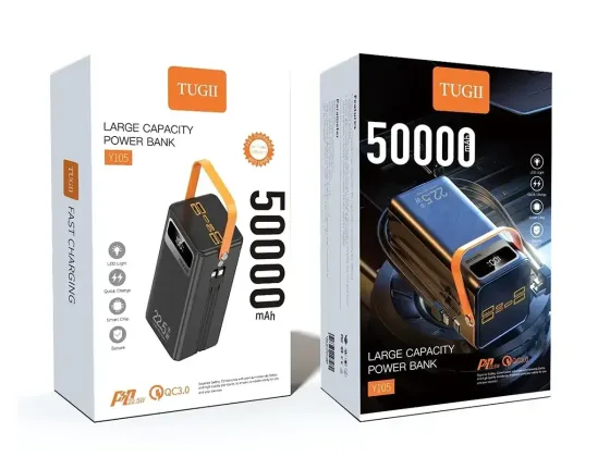 Зовнішній акумулятор (power bank) 50000мА·год 22,5Вт потужний портативний TUGII Y105 для смартфонів Одеса