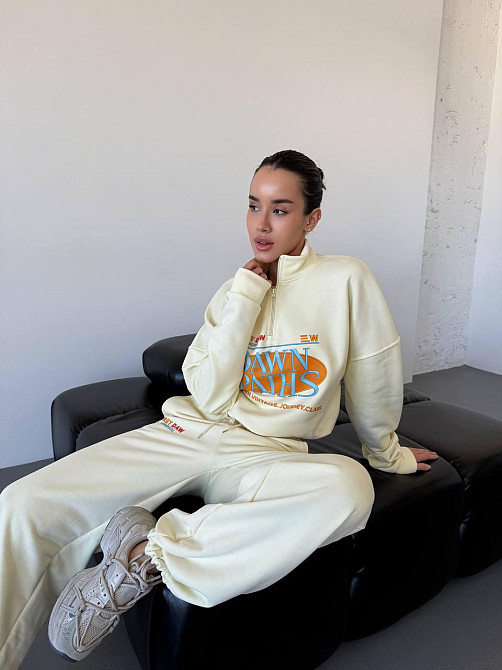 Женский прогулочный костюм двойка турецкая петля-пенье 100% хлопок Молочный Одесса - изображение 6