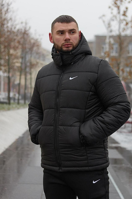 Зимова куртка чоловіча пух з підкладом на флісі коротка Frost чорна Одеса - фото 7