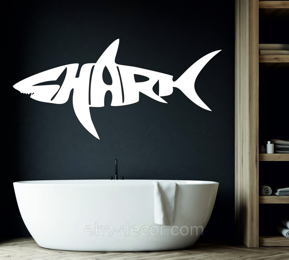 Декоративное настенное Панно «Shark» Декор на стену 70*34 см, Белый Киев - изображение 1