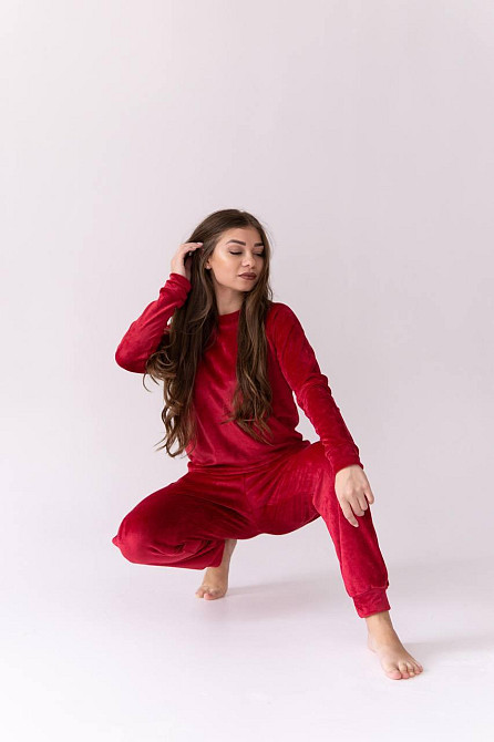 Жіночий спортивний велюровий костюм Червоний M Харків - фото 2