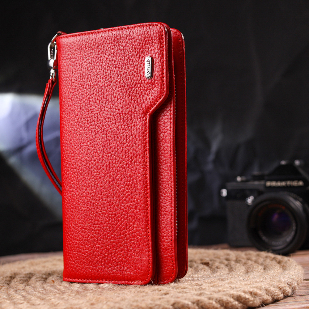 Містке жіноче портмоне клатч з натуральної шкіри CANPELLINI 21535 Червоне Київ - фото 3