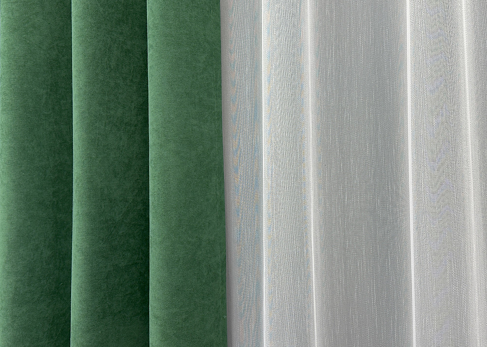 Комплект штор VR-Textil Микровелюр Petek 100х270 2шт и Тюль 400х270 1709ш-1153т Зеленый с белым 71-032/2 Киев - изображение 7