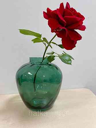 Ваза скляна 16*16*17 см "Амфора" зелене товсте скло Київ