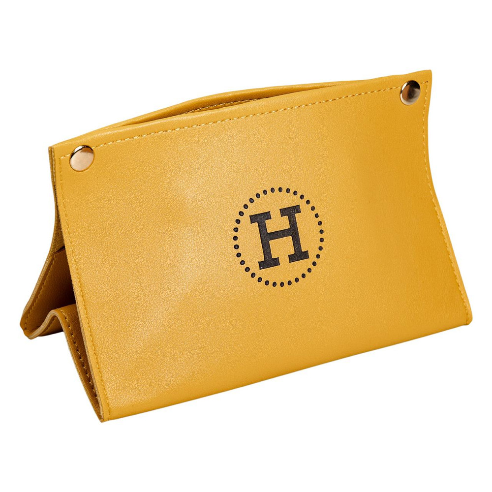 Серветниця з еко шкіри 20×7.5×11.5 см для серветок на кнопках Жовтий HP-3-213Y Коломия - фото 2