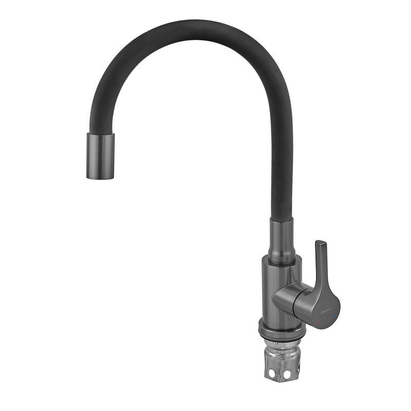 Змішувач для кухні Zerix Rex-011 Graphite Refl.Black з нержавіючої сталі (Колір графіт+силіконовий вилив чорний) (ZX6131) ( 21581 Харьков - изображение 7