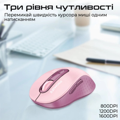 Мышка Promate Ken Wireless/Bluetooth Pink (ken.pink) Винница - изображение 4