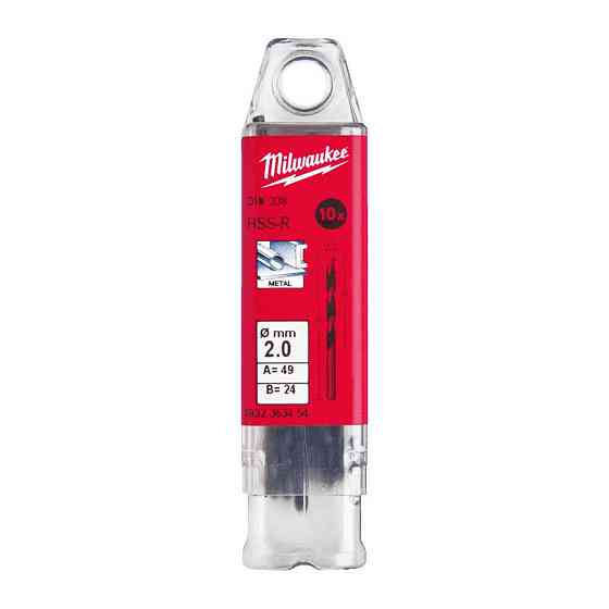 Свердло по металу HSS-R MILWAUKEE DIN338, діаметр 2,0мм, (10шт) Одеса