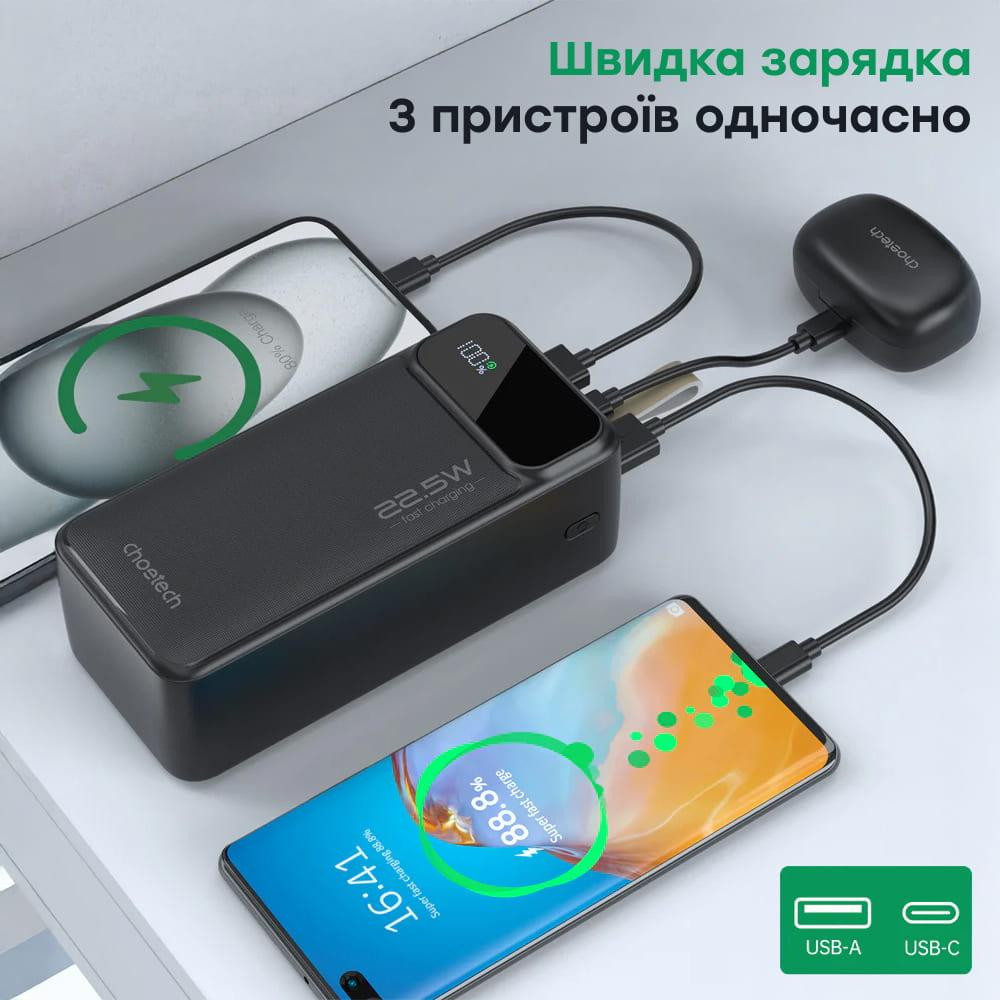 Повербанк 40000mAh Choetech B731 Black 22.5W QC3.0 PD3.0 (43-00117) Киев - изображение 14