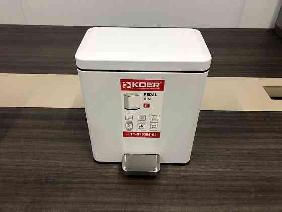 Мусорное ведро с плавным закрытием прямоугольное Koer TC-010306-08 6 л цвет белый антипалец (KR5601) Черновцы