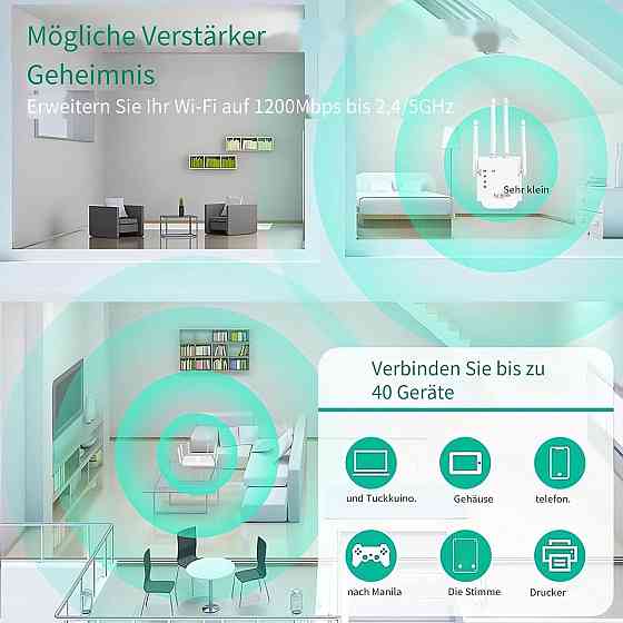 Репитер Wi‑Fi 1200Mbit/s White-4TWF Dual Band 2.4/5GHz WPS 4 антенны усилитель сигнала репитер для дома Киев