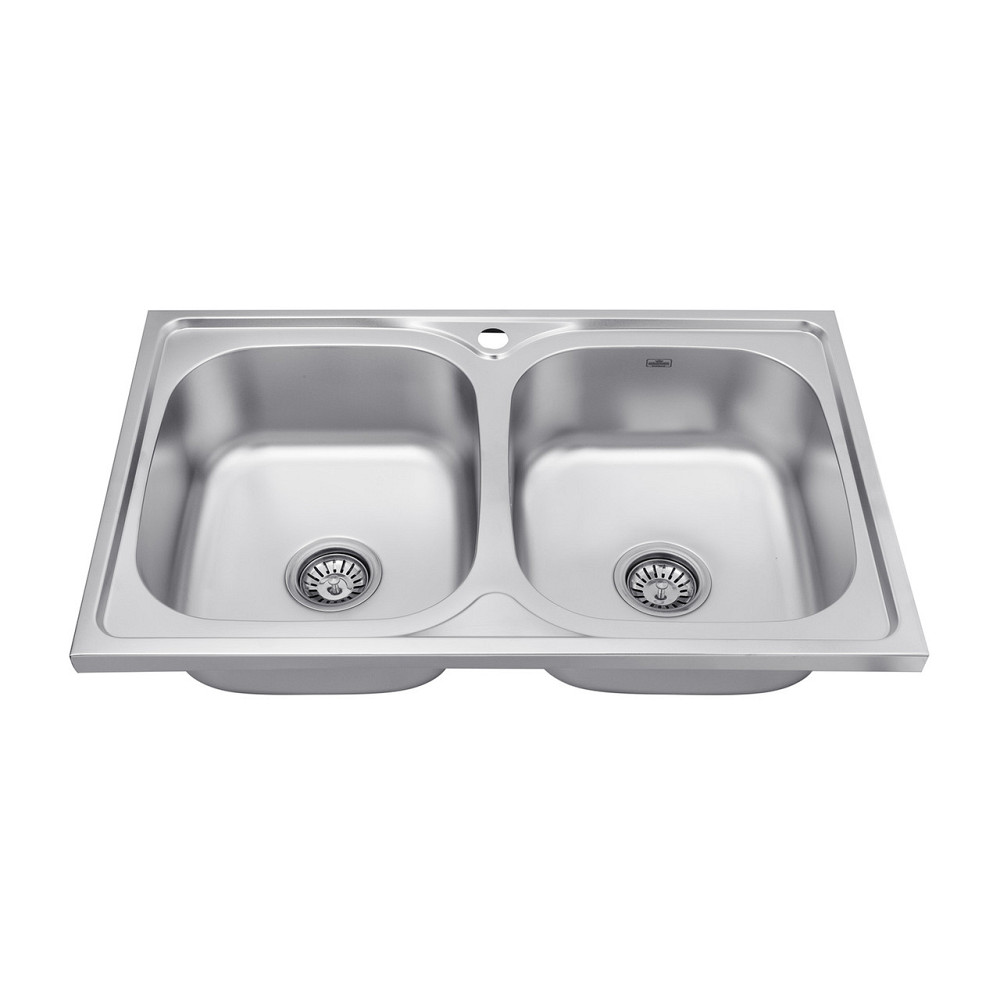 Кухонна мийка накладна Kroner KRP Satin - 5080Z (0.8 мм) на дві чаші Київ - фото 4