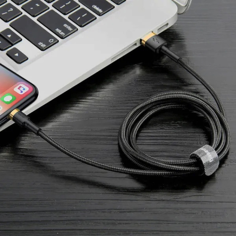 Кабель Baseus Cafule Cable USB - Lightning 2.4A 1m Gold+Black CALKLF-BV1 Одесса - изображение 8