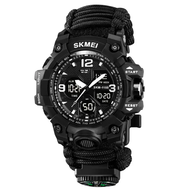 Годинник чоловічий спортивний Skmei 1155 B hamlet на паракордовому ремінці (Чорний) Вінниця - фото 1