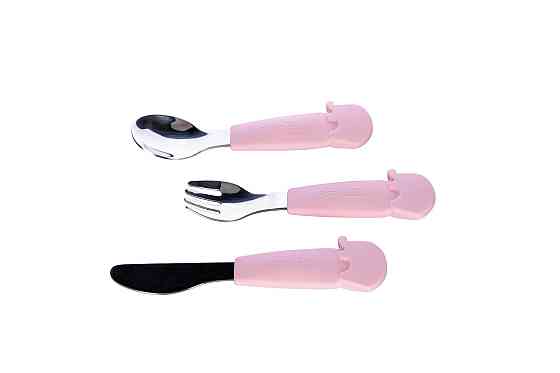 Столові прибори дитячі FreeON Elephant металеві з силіконовою ручкою, pink Киев