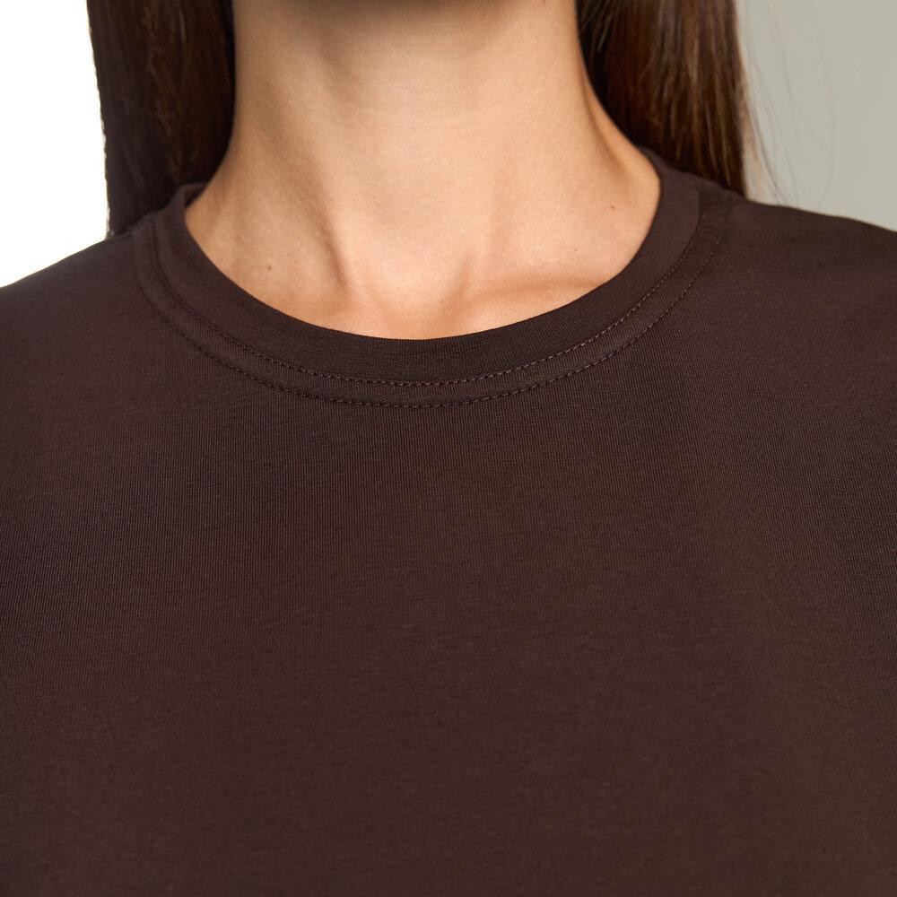 Шоколадная базовая женская футболка Pobedov Freedom. Хлопковая трендовая шоколадная женская футболка Киев - изображение 8