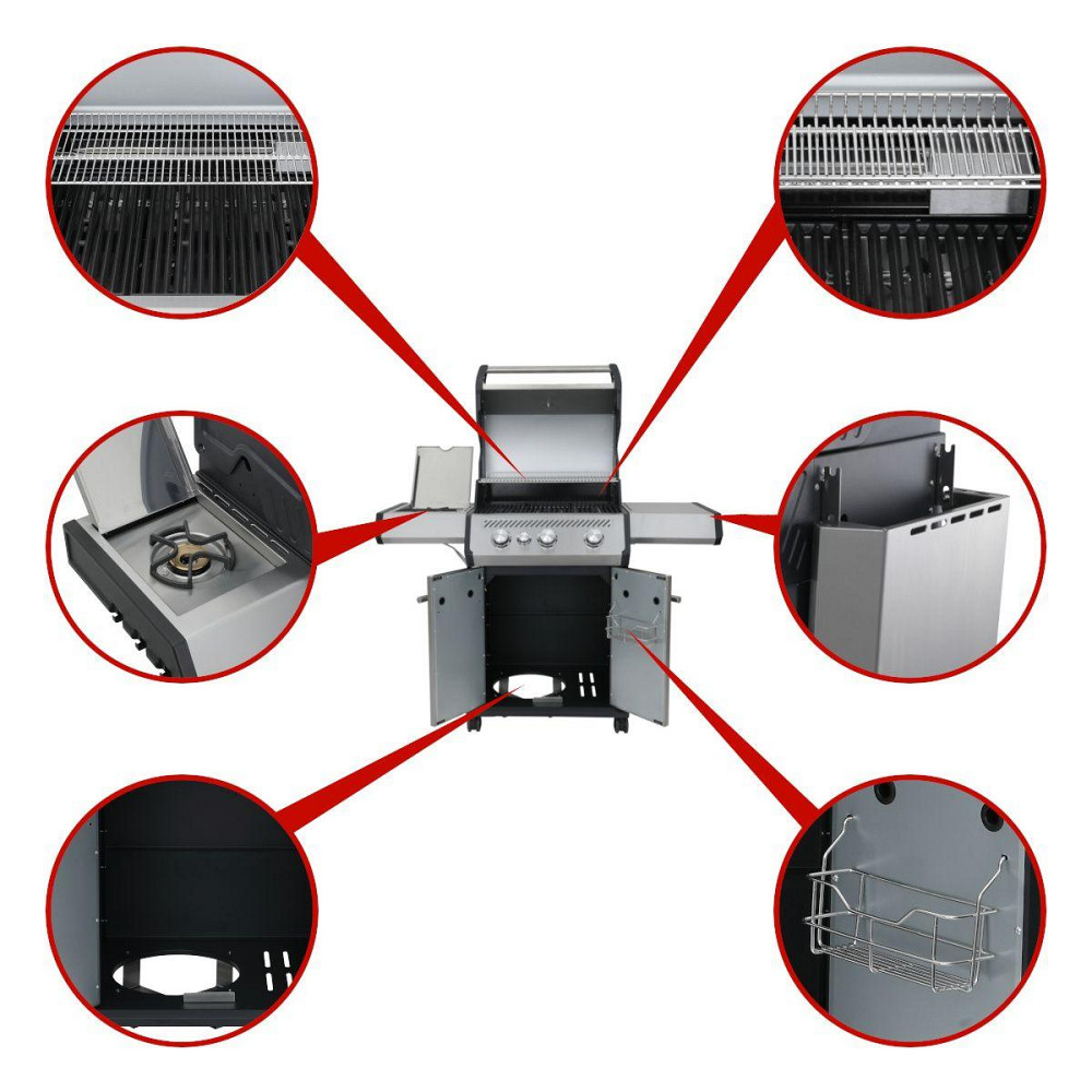 Газовый гриль SANTOS S-301, с боковой горелкой, нержавеющая сталь 900242 Код: 010950 Ровно - изображение 8