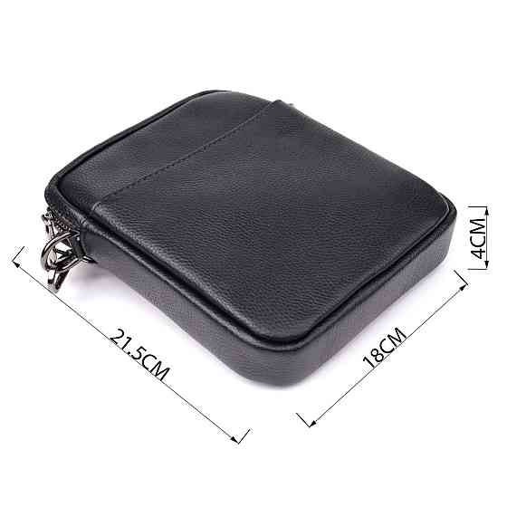 Компактная мужская сумка на плечо из натуральной кожи Vintage 23021 Черный Киев