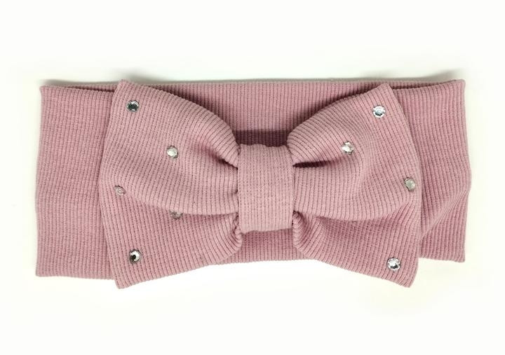 Повязка с бантом трикотажная розовая Киев - изображение 1