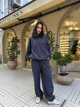 Стильний жіночий теплий костюм двосторонній фліс-полір Графіт Одеса