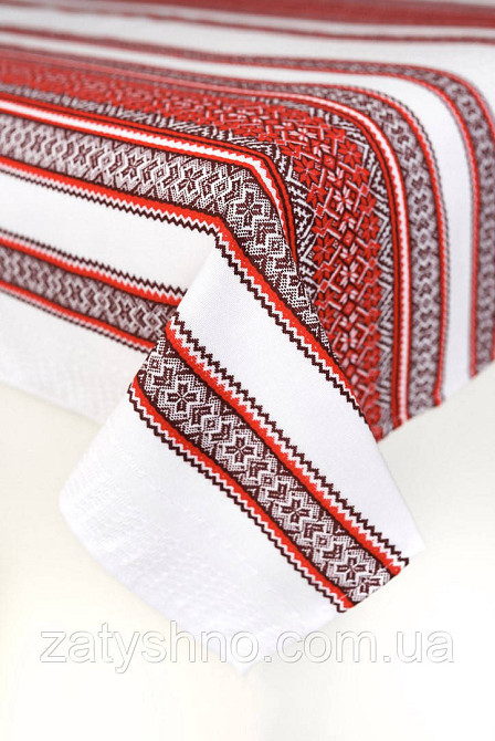 Вышитая скатерть красная  с сетами Киев - изображение 2