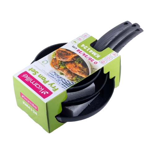 Набір сковорід d20см/24см/28см алюміній а/п Black marble 4124 KAMILLE Житомир - фото 2